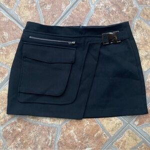 Emerson Lang Black Mini Skirt with Utility Pocket and Buckle